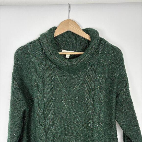 Charter Club Green Metallic Glitter Cable Knit Sweater Size: L - Picture 4 of 7